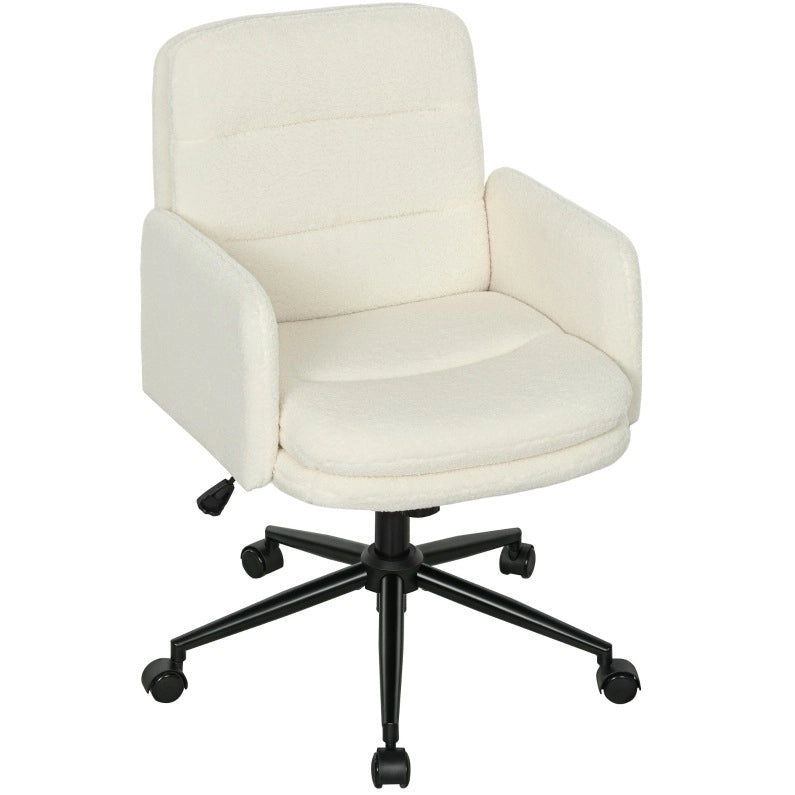 Sedia da ufficio girevole in tessuto color crema