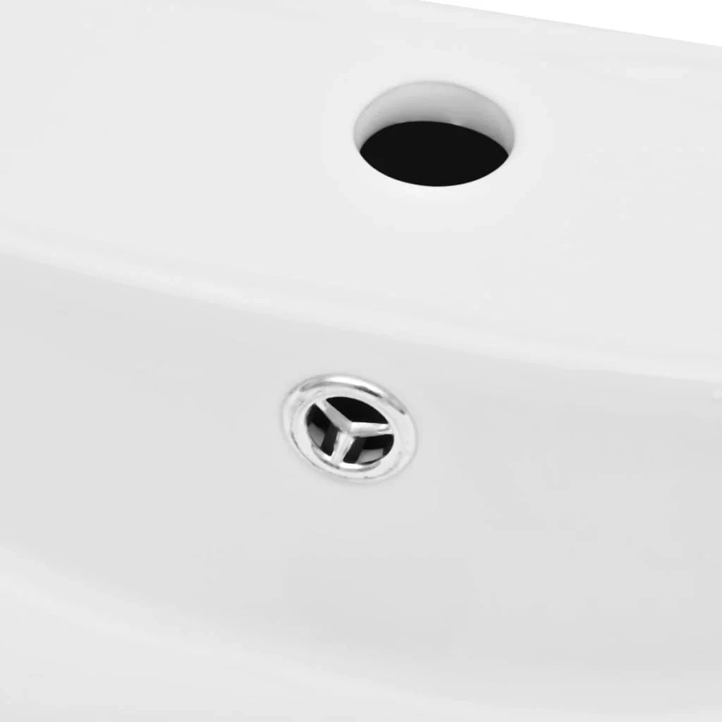 Lavabo da bagno di lusso 60 x 44 cm rettangolare in ceramica con troppopieno ceramica bianca 02_0002488