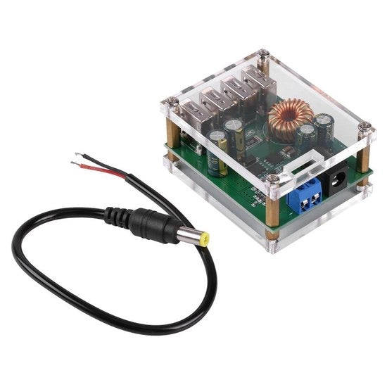 Alimentatore DC-DC 7-60V a 5V 5A con Scatola - Modulo di Conversione DC-DC - Step Down 5V 5A
