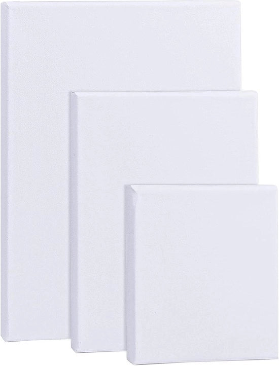 Pannelli di tela per dipingere - Tela di cotone - Bianco - Inquadramento - Quadro all'olio - Quadro all'acrilico - Disegno - 15 x 15 cm - 20 x 25 cm - 25 x 30 cm