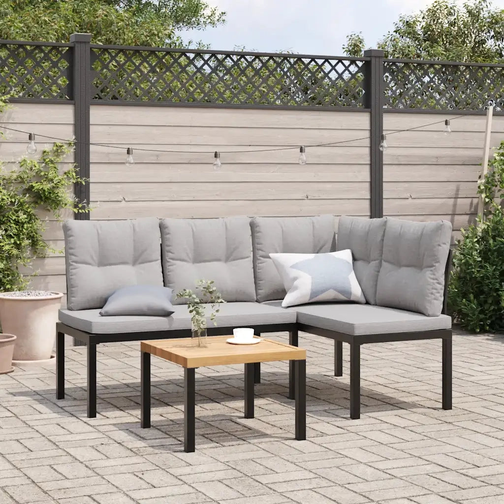vidaXL Panche Giardino con Cuscini 2pz Nere Acciaio Verniciato Polvere
