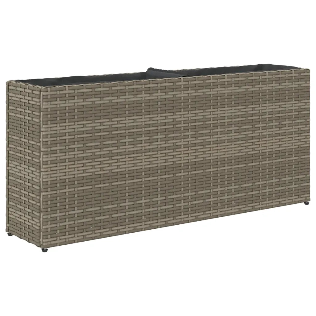 Fioriera da Giardino con 2 Vasi Grigia 90x20x40cm in Polyrattan 366409