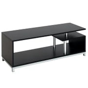 Mobile TV Moderno con Ripiano in Legno, Mobiletto Tavolino Basso da Salotto 114x40x40.5cm, Nero