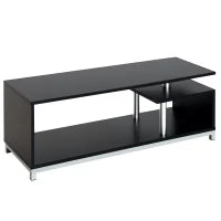 Mobile TV Moderno con Ripiano in Legno, Mobiletto Tavolino Basso da Salotto 114x40x40.5cm, Nero