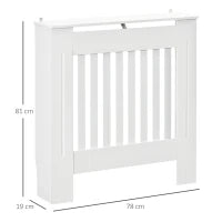 Copritermosifone in Legno Bianco per Caloriferi e Radiatori, con Doghe Verticali e Piano d'Appoggio, 78x19x81cm