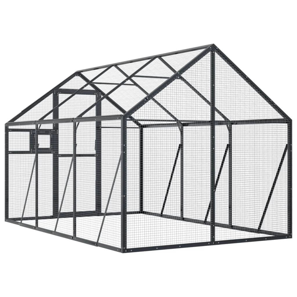 Voliera a gabbia 1,79 x 3 x 1,85 m alluminio antracite 02_0045633