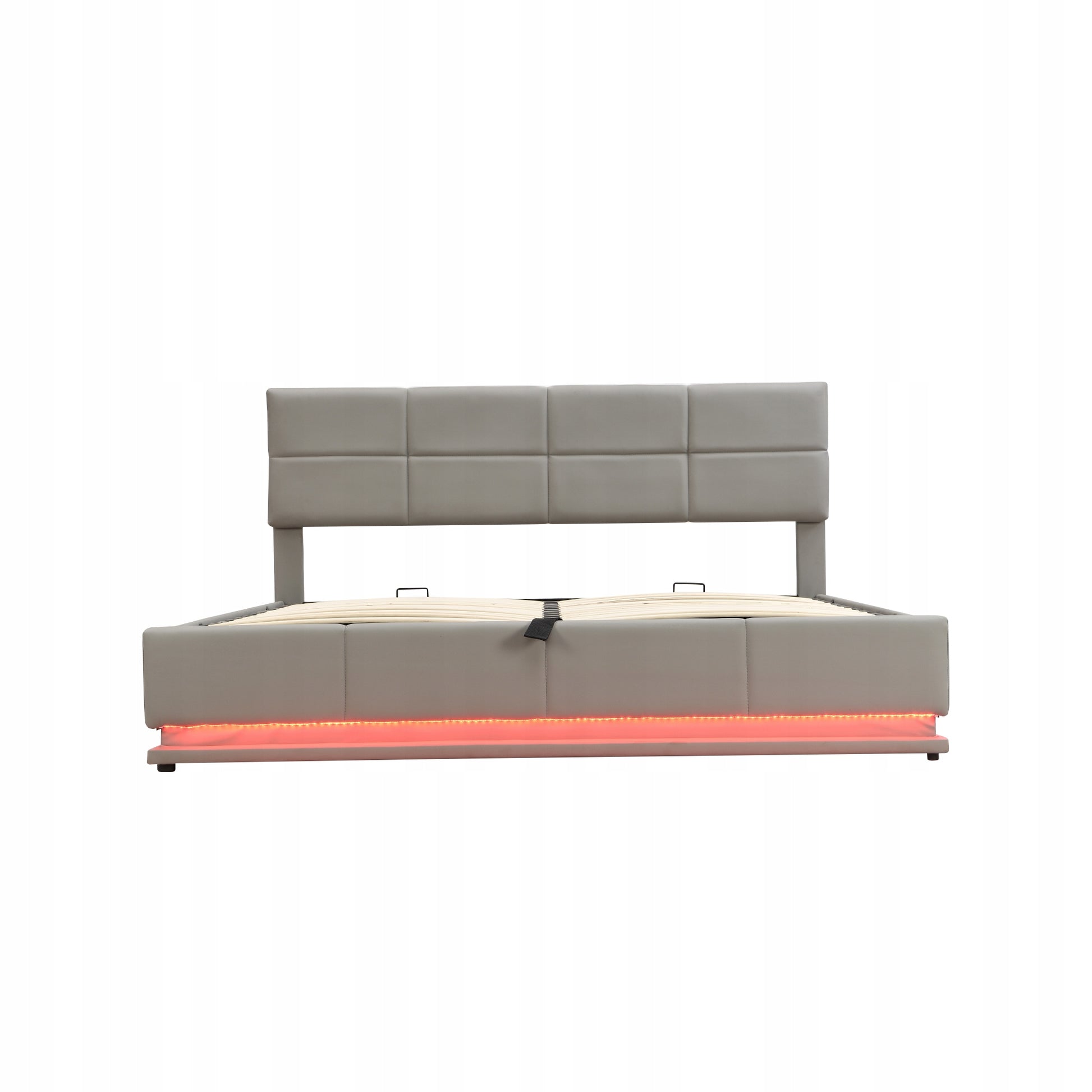 Letto imbottito 180x200 LED - Xylo - Idraulico, colore grigio chiaro