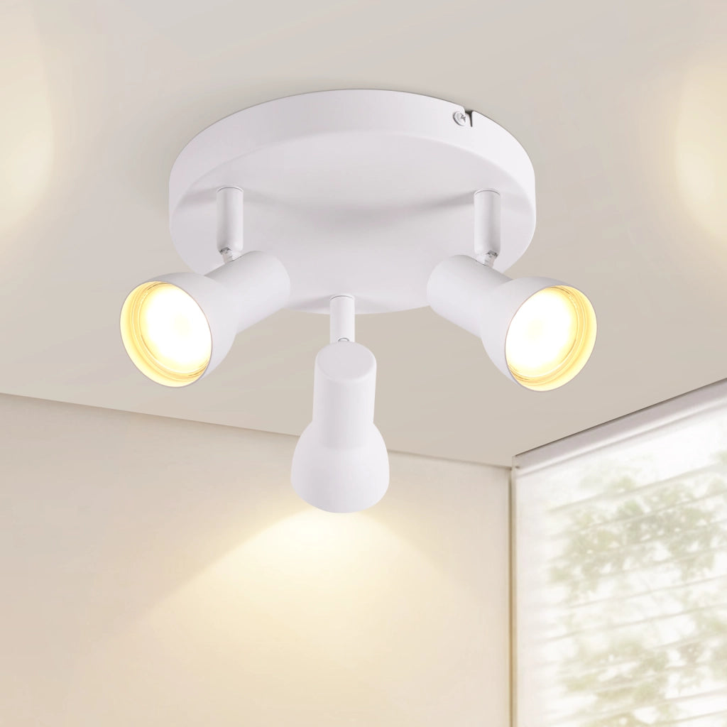 ZMH Faretto da soffitto bianchi 3 luci GU10 metallo design moderno girevoli senza lampadina