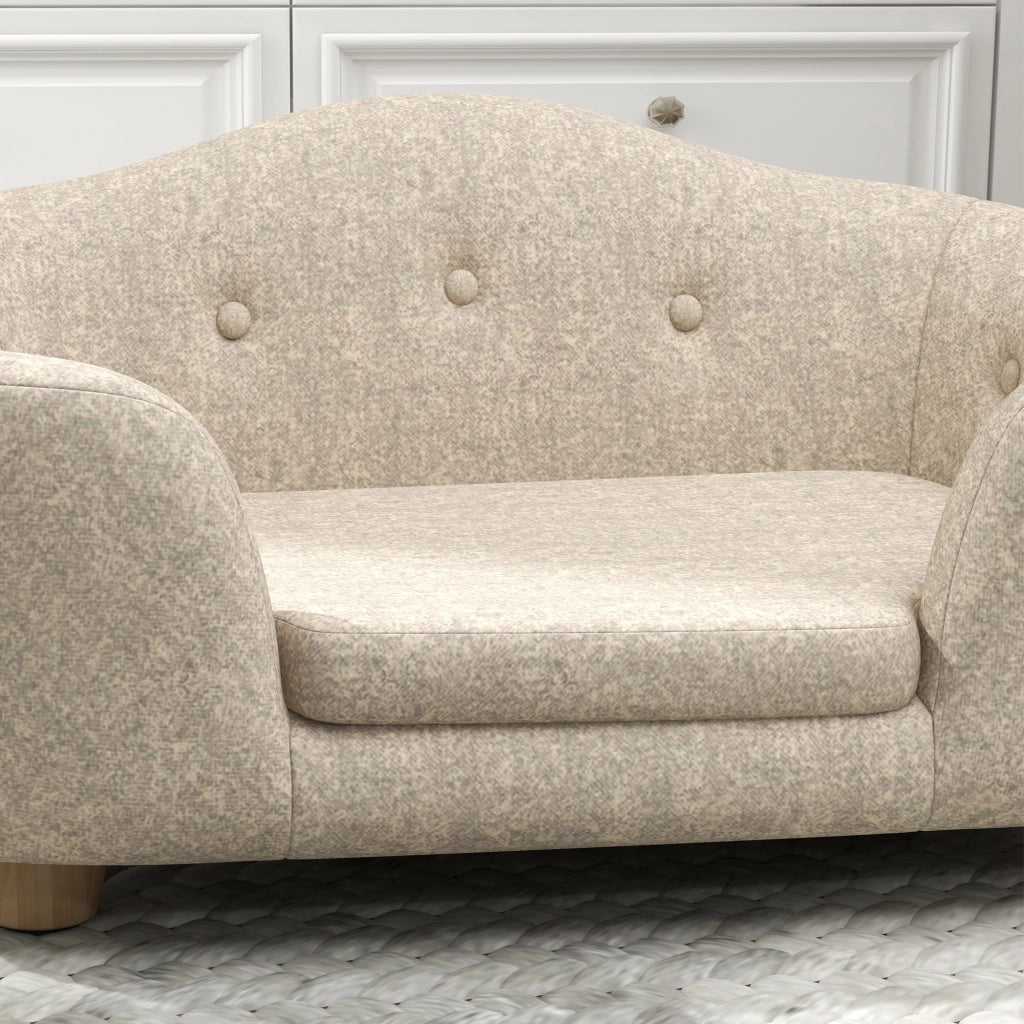 Cuccia per cani con cuscino rimovibile e lavabile struttura in legno schienale alto crema 70 × 47 × 30 cm