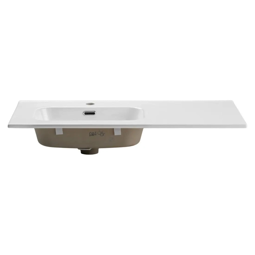 Lavabo da incasso ESSEN 90 cm con vasca a sinistra in ceramica bianco lucido