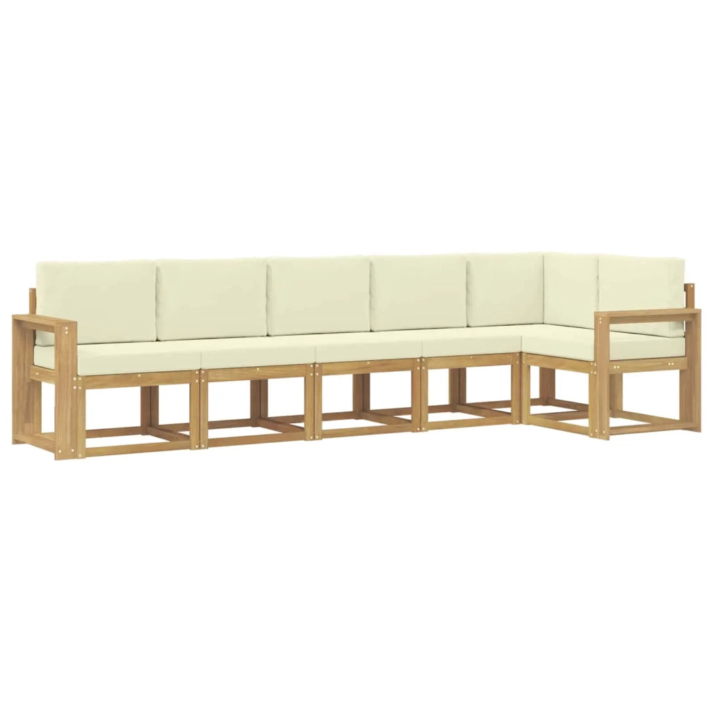 Set di divani da esterno 6 pz Bianco e Crema Poliestere 3387704