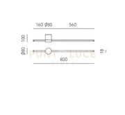 ENILA A - APPLIQUE A PARETE ORO A LED 3000K 1320LM 20W DIMMERABILE 80CM