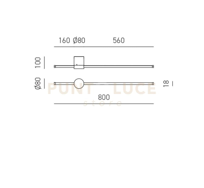 ENILA A - APPLIQUE A PARETE ORO A LED 3000K 1320LM 20W DIMMERABILE 80CM
