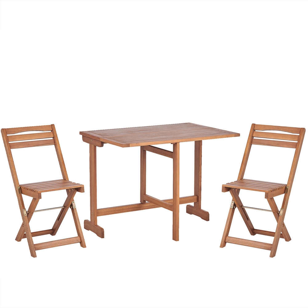 Bistrot rustico da giardino in legno di acacia 2 sedie pieghevoli Tavolo allungabile