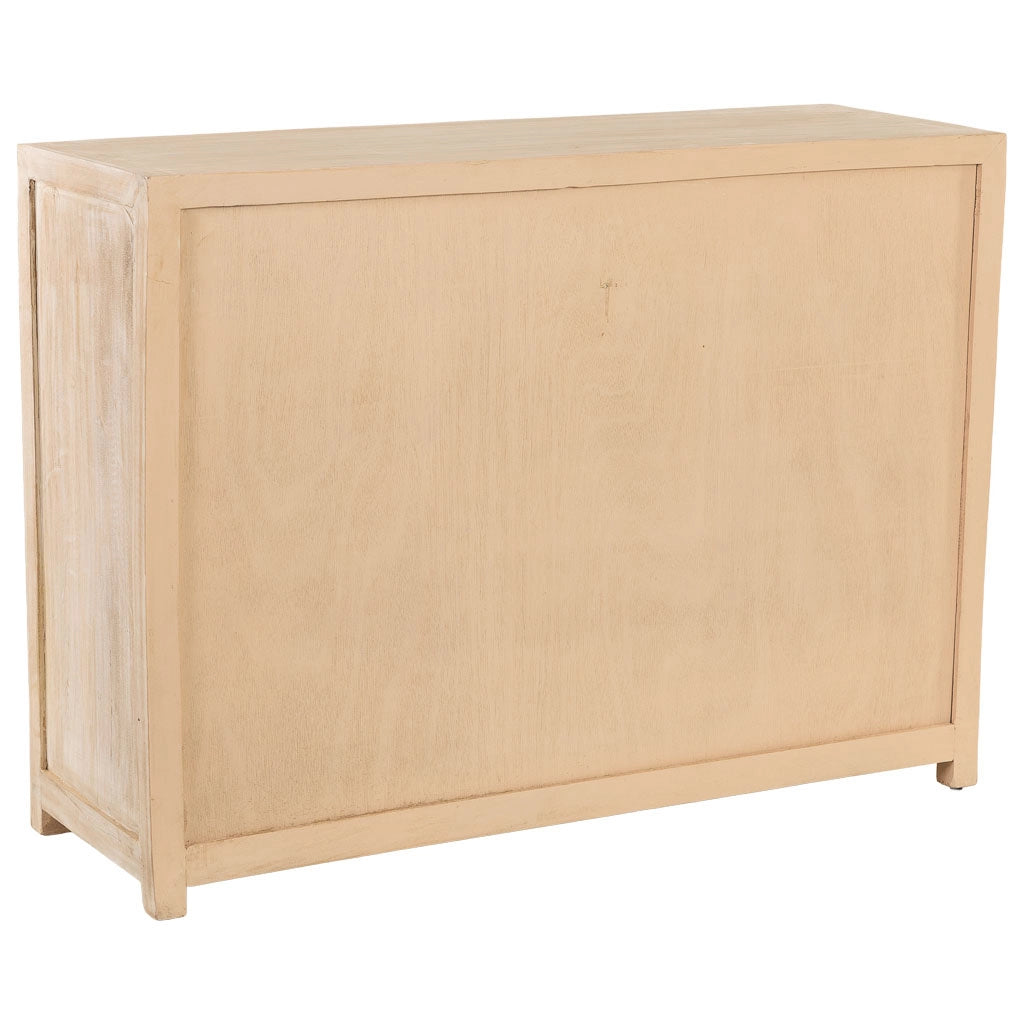 Credenza in legno beige con 2 ante e 2 cassetti, 120x40x88h cm