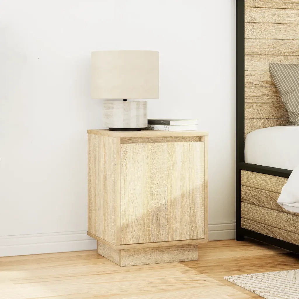 Comodino con Luci LED Rovere Sonoma 38x34x50 cm 861269