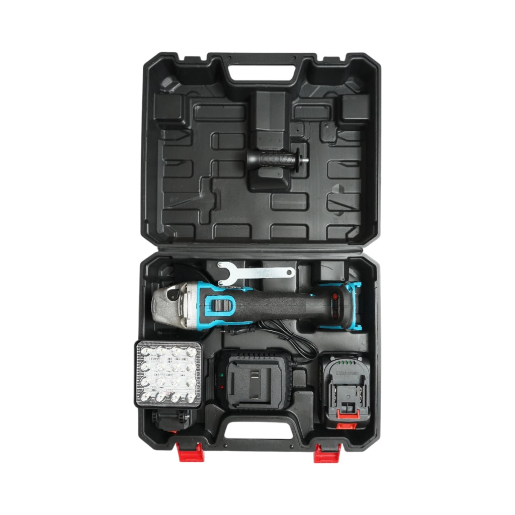 Smerigliatrice angolare con batteria agli ioni di litio da 18 V, 4 Ah, disco da 125 mm, motore brushless e faretto a LED inclusi. Breckner Germany