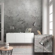 Pannello 159x270cm di Carta da Parati TNT a modulo raccordabile continuativo Voyager FLOWERBW