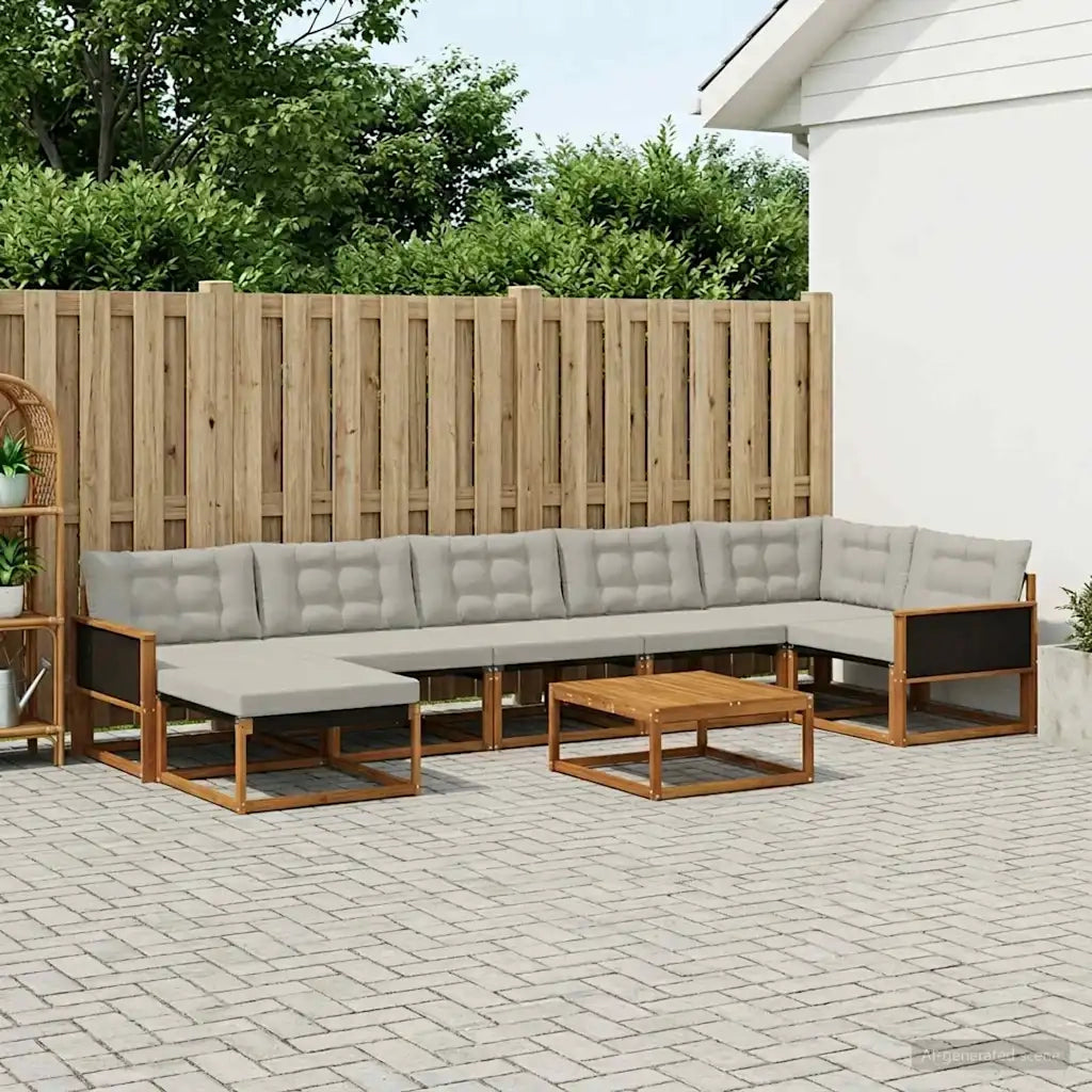 Set di divani da esterno 8 pcs Naturale e Grigio Chiaro 3381575
