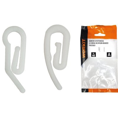 GANCIO X FETTUCCIA A CORDA SELF WORKIT - NYLON BIANCO GRANDE CF=PZ 30- 5 confezioni