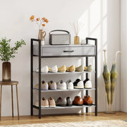 SCARPIERA a 3 ripiani con cassetto 70x30x87,6 cm grigio metallo