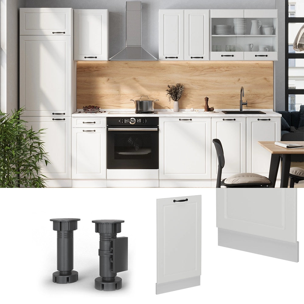 Pannello frontale della lavastoviglie R-Line Bianco rustico/Bianco 45 cm, PL Rovere Vicco