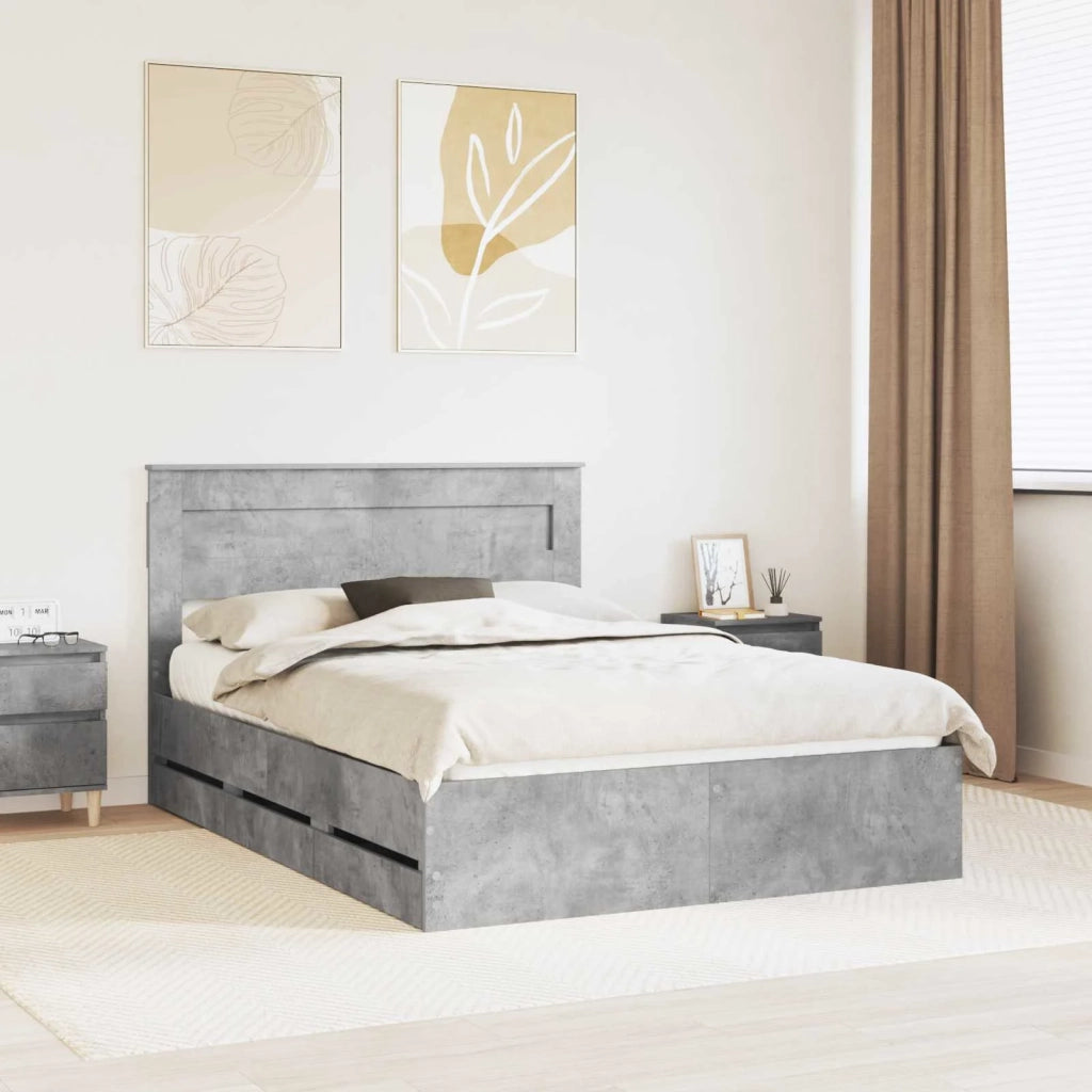Struttura del letto con cassetto Grigio cemento 160 x 200 cm