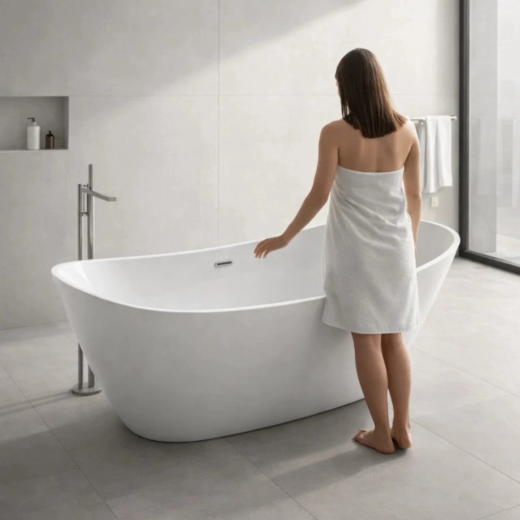Vasca freestanding idromassaggio acrilico con sistema idro air jet e luce led integrata comfort e benessere di lusso ...