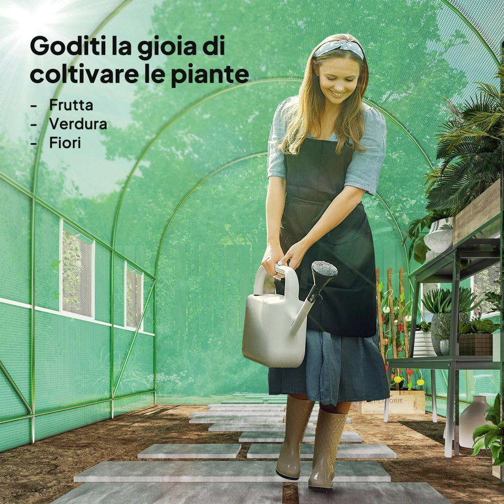Serra da Giardino Tunnel ¨C zephmum ¨C Verde, PE e Metallo, 3.5x2x2m con 6 Finestre