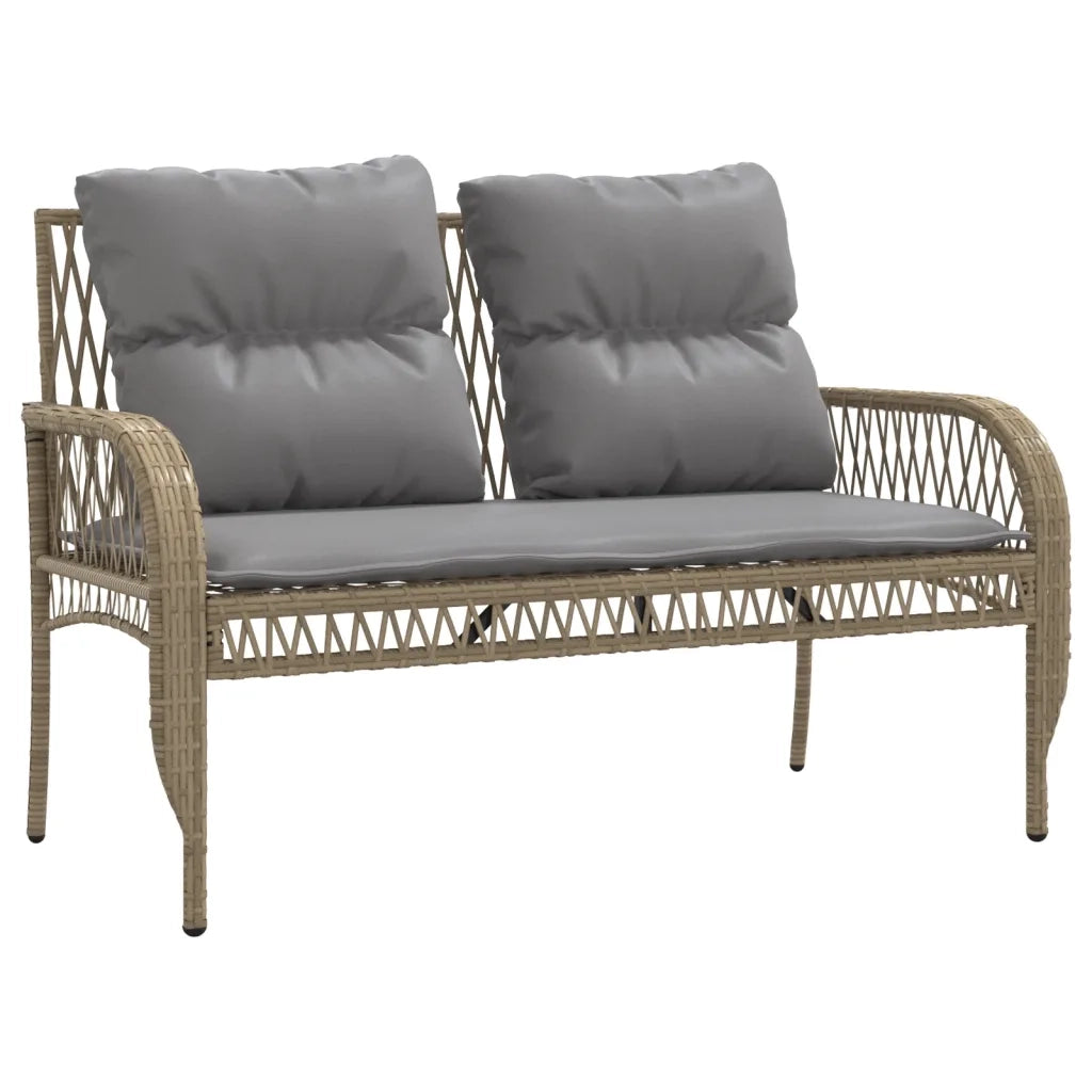 Set Divano da Giardino 4 pz con Cuscini Beige in Polyrattan
