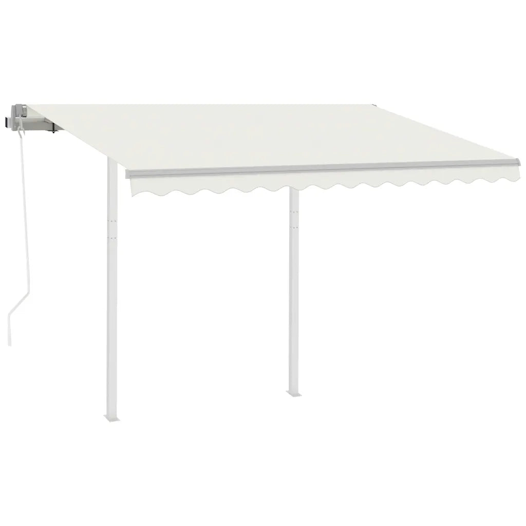 Tenda da Sole Retrattile Automatica con Pali 3x2,5 m Crema 3069907