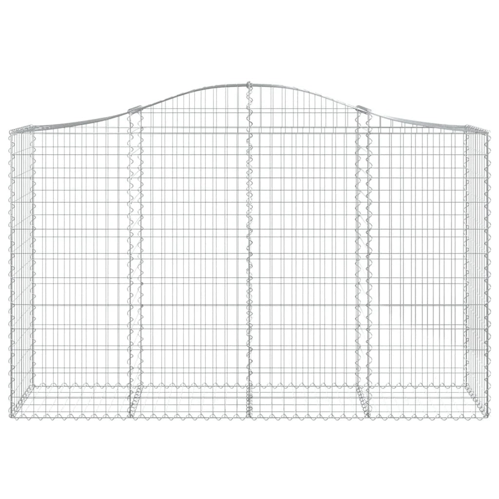 Cestini gabbioni recinzione a gabbia muro di contenimento ad arco 1 set da 2 200 x 50 x 120/140 cm ferro zincato argento 02_0040529