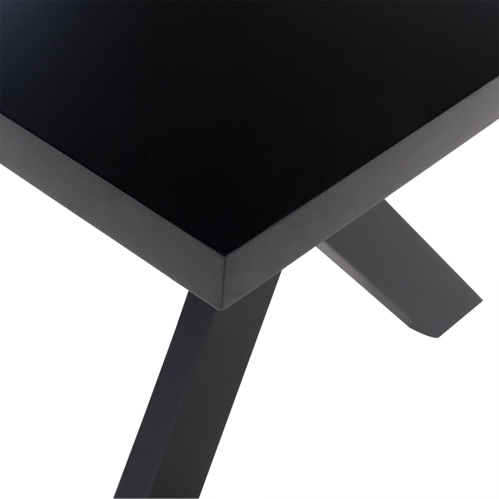 Tavolo da pranzo Piano tavolo Nero 77 x 180 x 80 cm Tavolo da cucina con gambe in legno massello X-cross