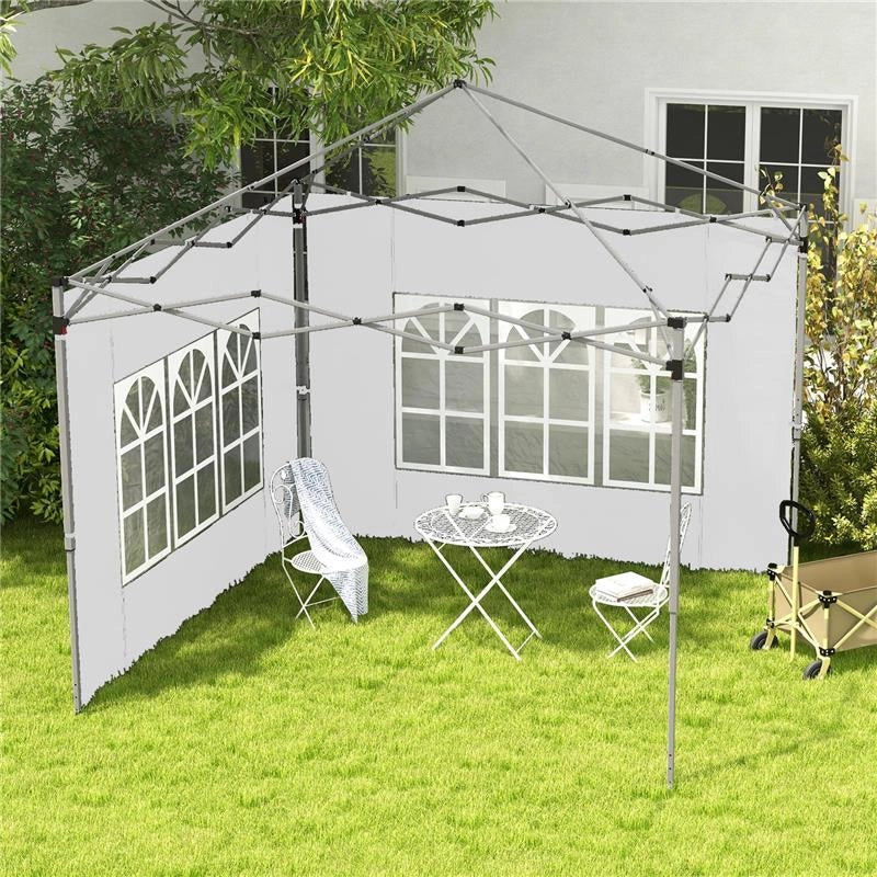 PARETI PER GAZEBO 3X3 O 3X4 CON FINESTRELLE INCLUSE, IN PLASTICA E TESSUTO OXFORD, 295X195 CM, BIANCO