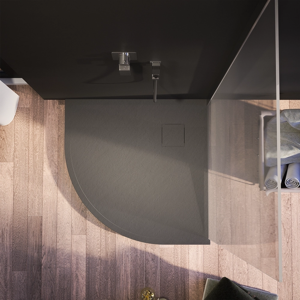 Piatto doccia 90x90 cm semicircolare colore grigio effetto pietra | Samos