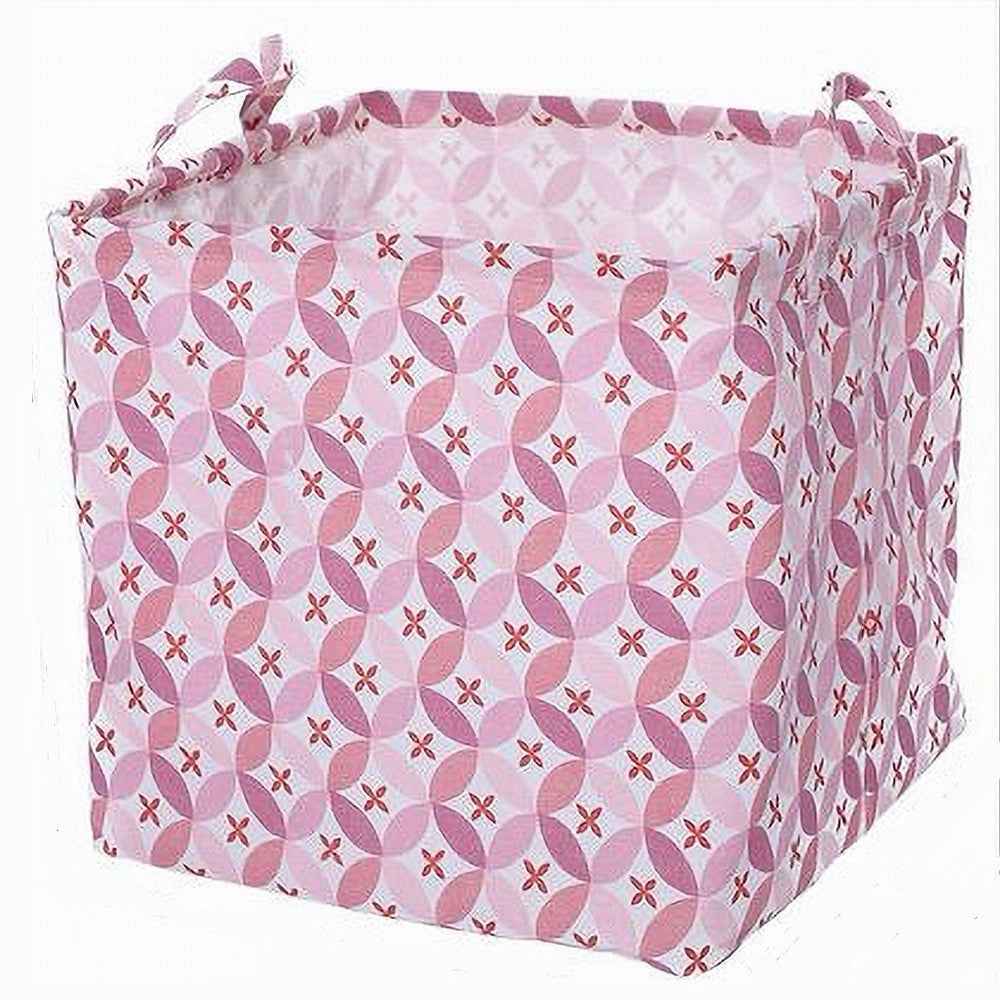 Trade Shop - Cesto Contenitore Portabiancheria Bucato Con Manici Tessuto Rosa 33x33x31cm 79205 -