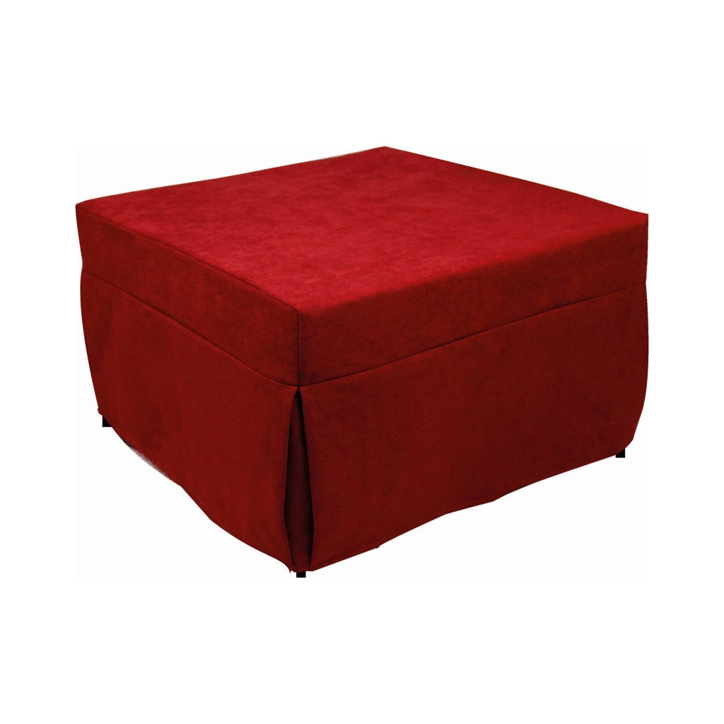 Pouf trasformabile in letto, in tessuto imbottito, rete e materasso inclusi, cm 75x75h42 cm, colore Rosso