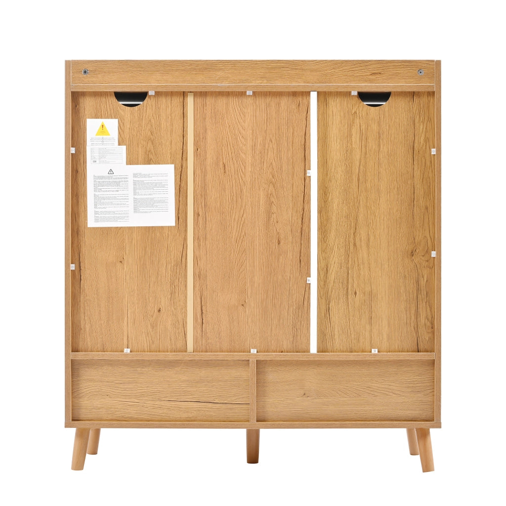 SCARPIERA con ripiani regolabili 90x35x99 cm bianco e naturale