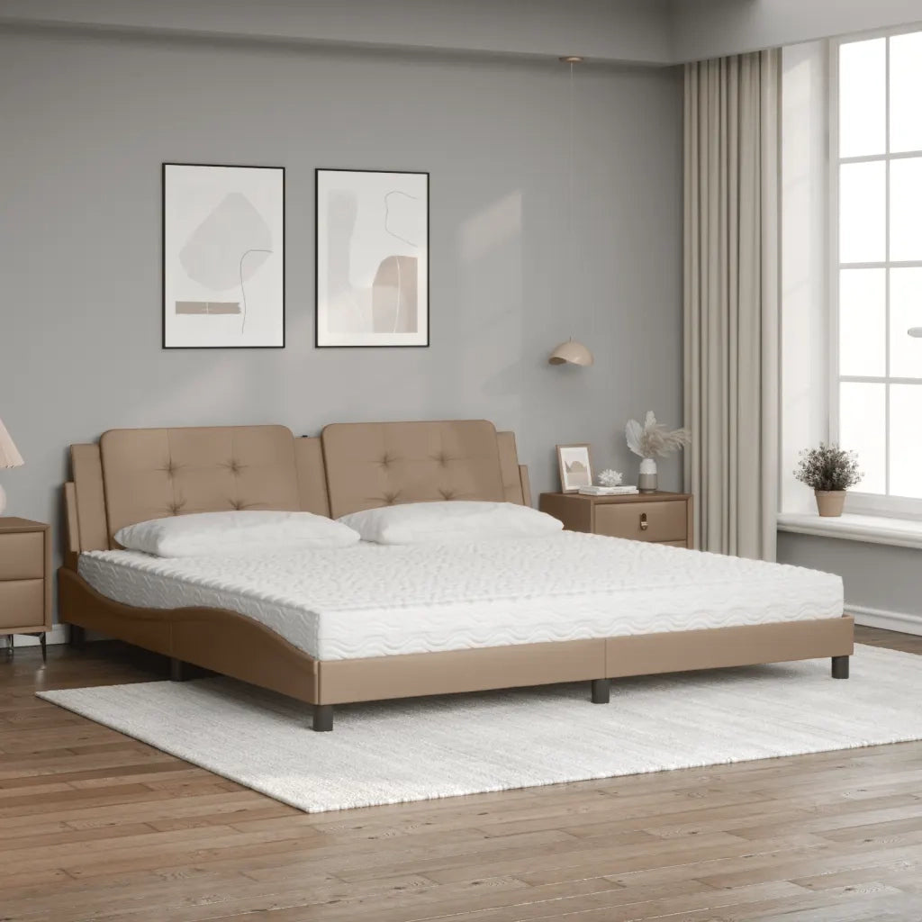 Letto con Materasso Zadar Cappuccino 200x200cm Similpelle 3208891