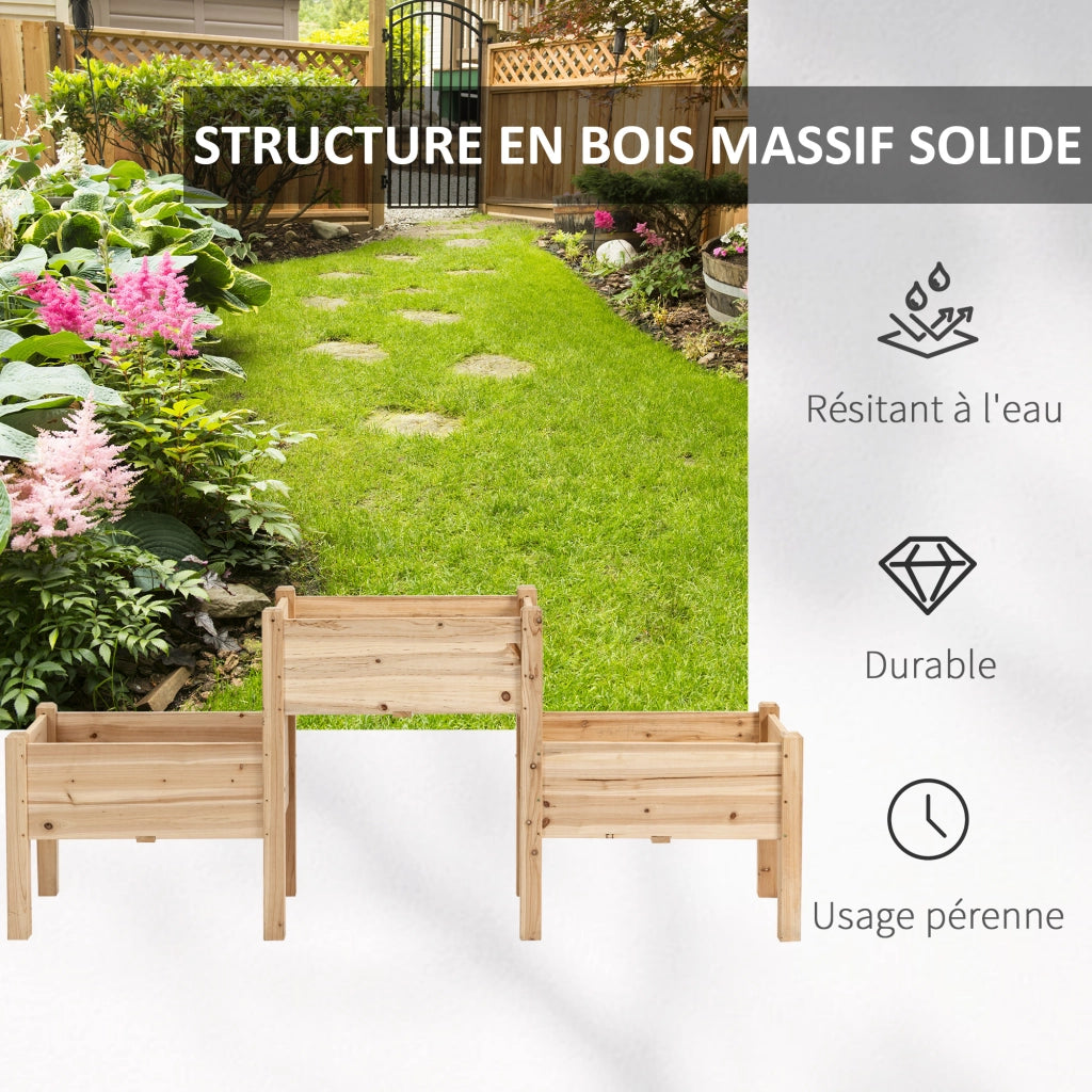 Fioriera da Giardino a 2 Livelli ¨C Zephmum ¨C Legno di Pino 184x45x80 cm