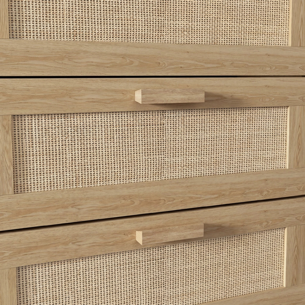Cassettiera 6 Cassetti in Legno e Rattan ¨C zephmum ¨C 110x40x75 cm