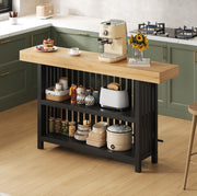 Tavolo da bar 160x40x105 cm con poggiapiedi e 2 ripiani in MDF nero