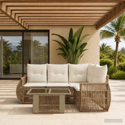 Set Divano da Giardino 5 pz Beige e Bianco Crema polyrattan 3436941