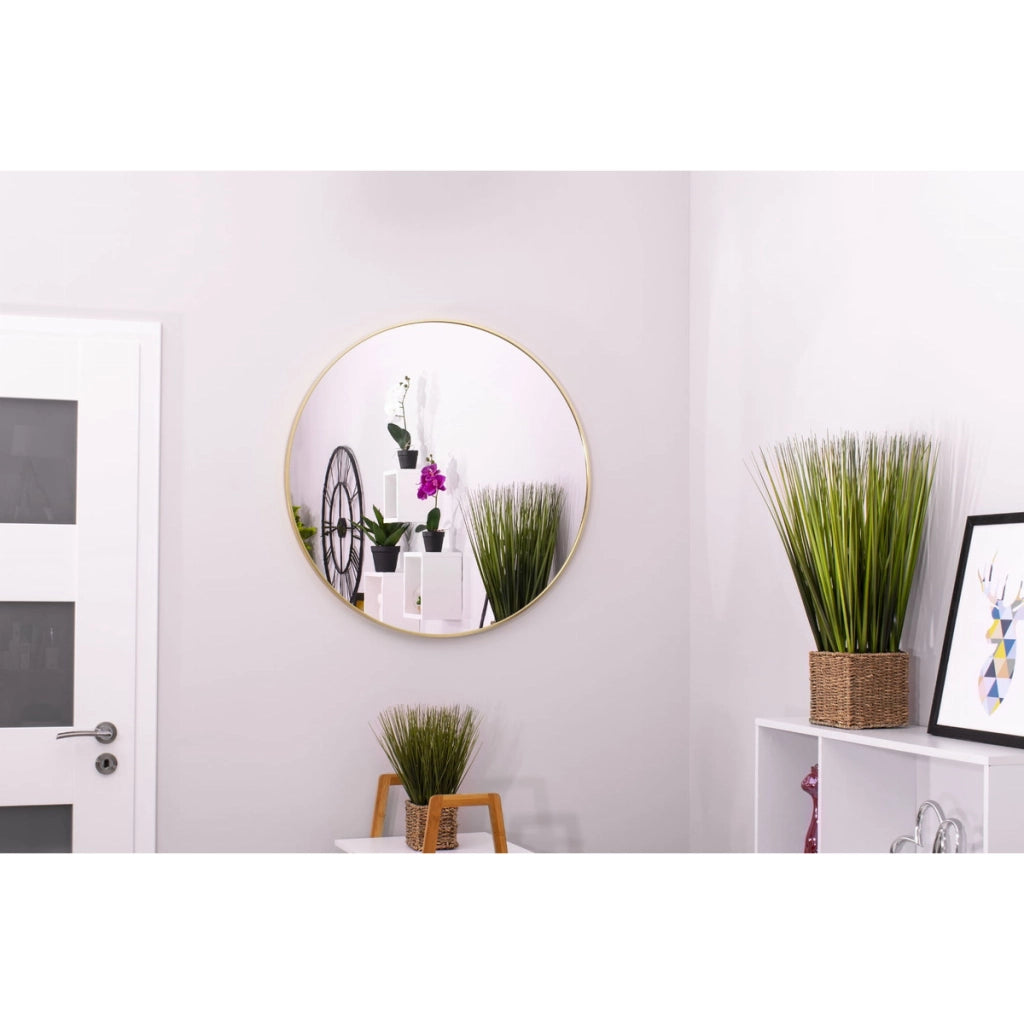 Specchio rotondo design moderno con cornice dorata 80 cm