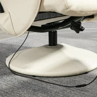 Poltrona massaggiante con poggiapiedi, Sedia ergonomica con 10 punti vibrazione, Ecopelle, 76 x 81 x 105 cm, Bianco crema