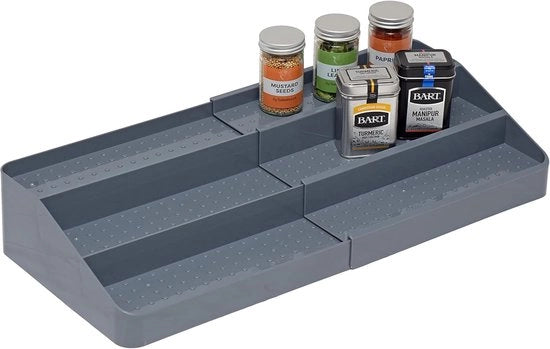 Kruidenrek a espansione - organizzatore per armadi cucina - 3 livelli - grigio