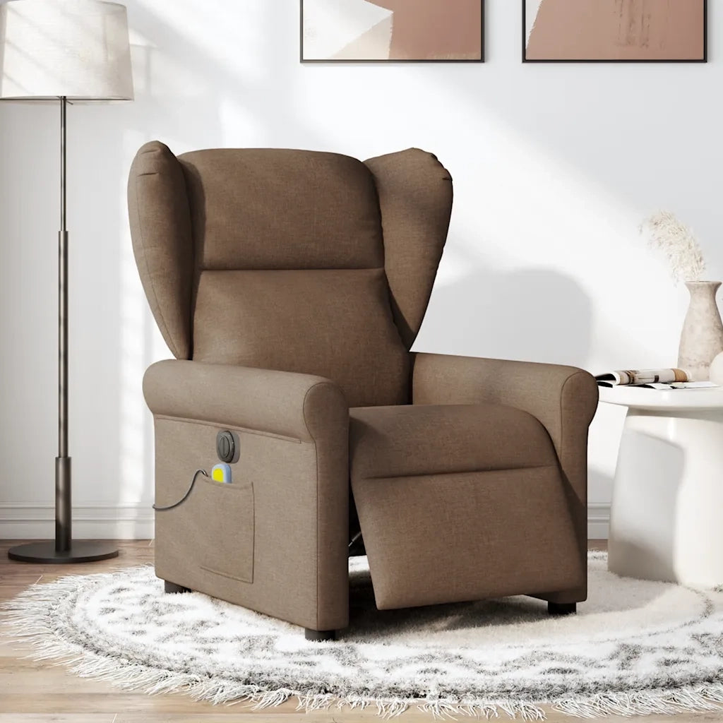 Poltrona Massaggiante | Sedia Relax Reclinabile Elettrica Marrone in Tessuto