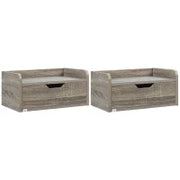 Set Di 2 Comodini Da Parete Comodini Da Notte Sospesi Cassetto Piano Aspetto Legno Dim. 40L x 30l x 19.5A cm- Grigio