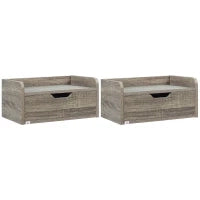 Set Di 2 Comodini Da Parete Comodini Da Notte Sospesi Cassetto Piano Aspetto Legno Dim. 40L x 30l x 19.5A cm- Grigio