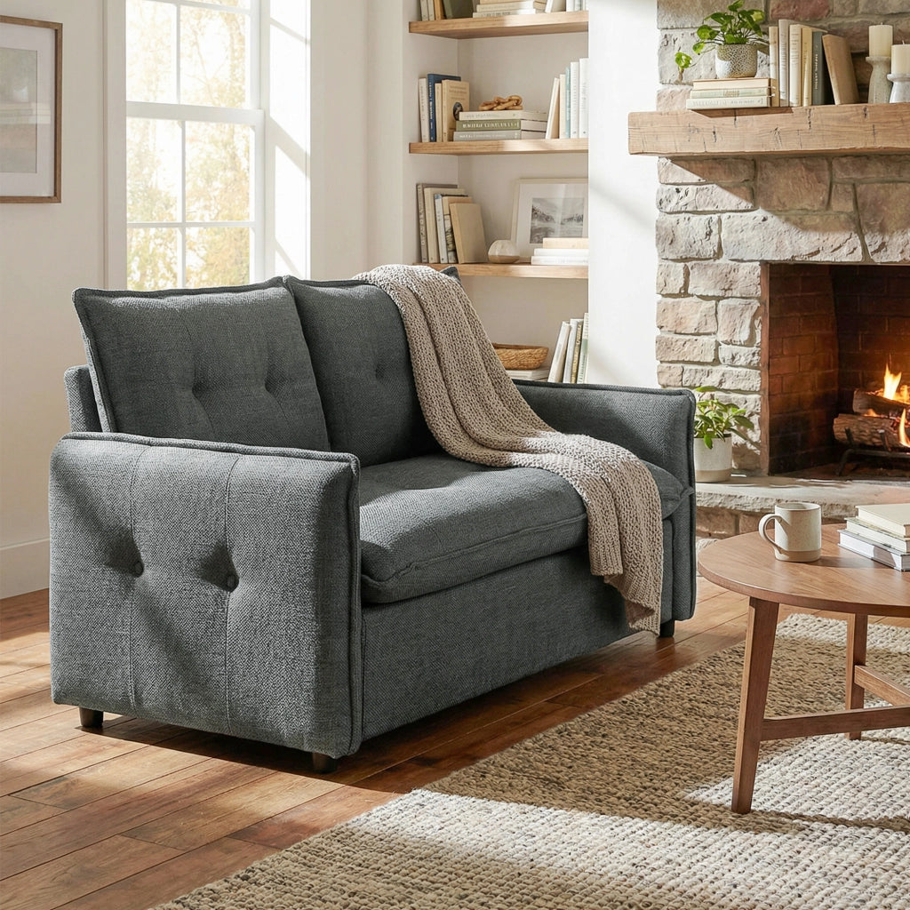 Divano 2 posti ¨C zephmum ¨C tessuto lino grigio scuro 131 cm